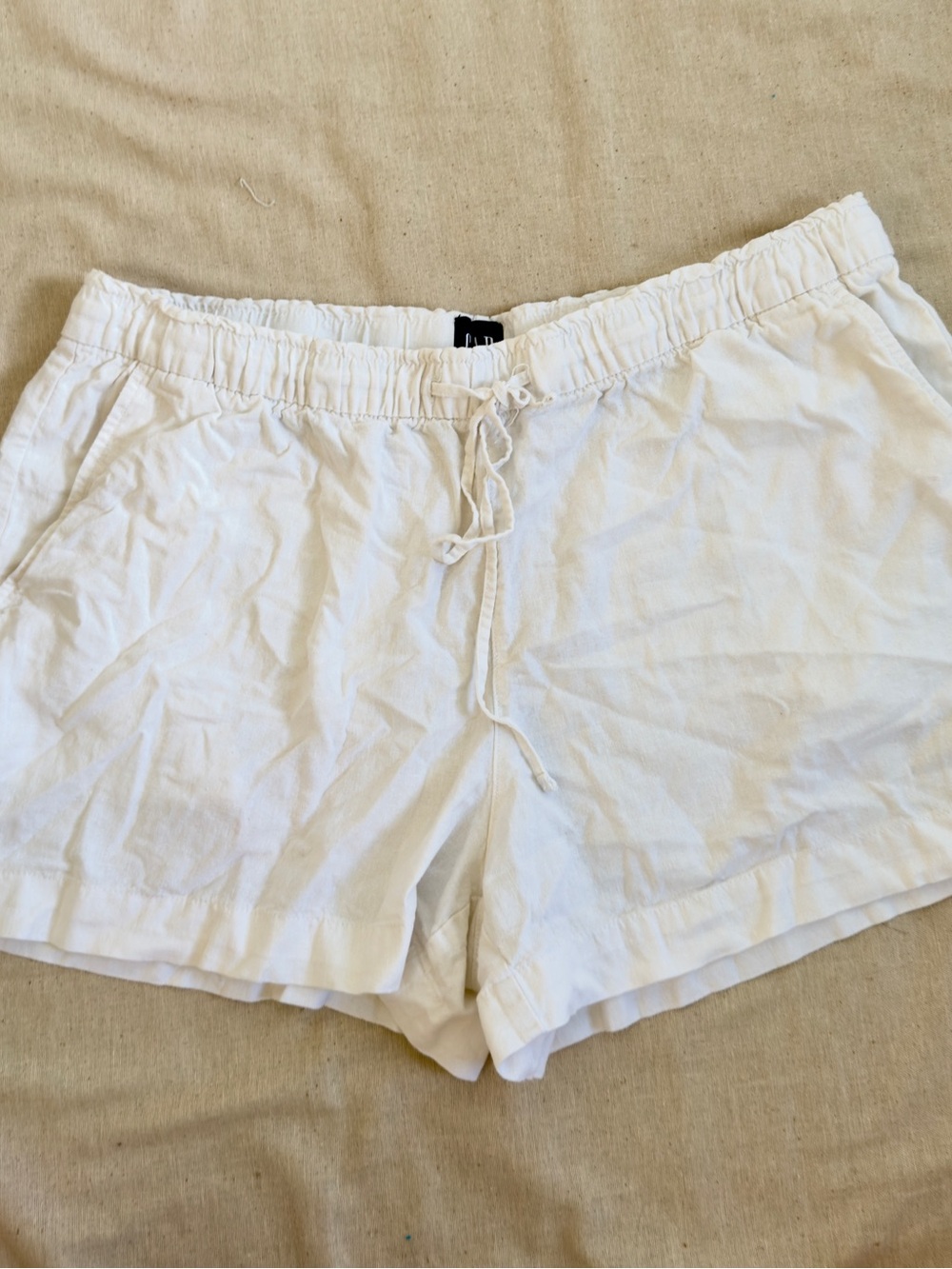 LOFT White Linen-Blend Drawstring Bermuda Shorts